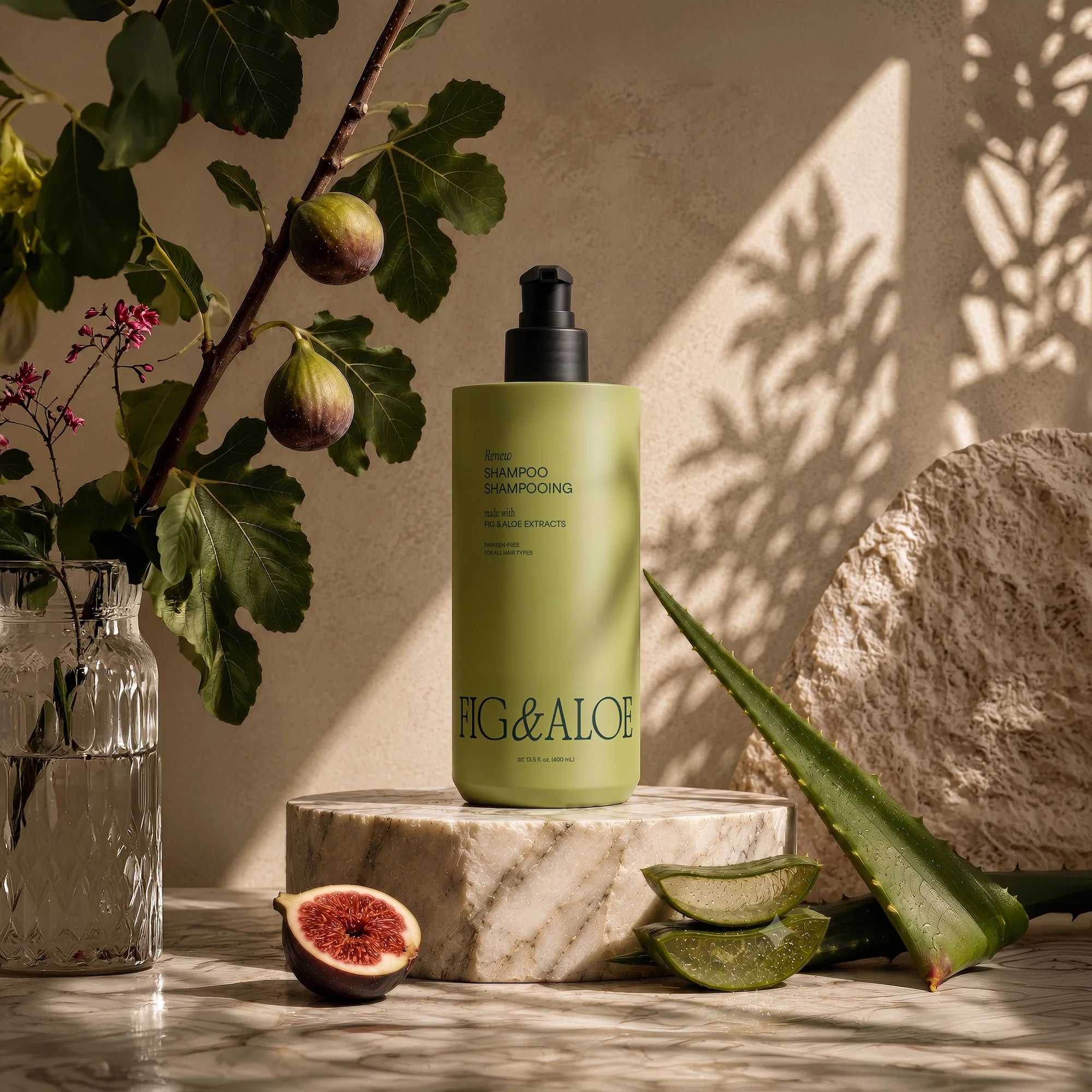 Fig and Aloe Renew shampoo with fresh figs and aloe